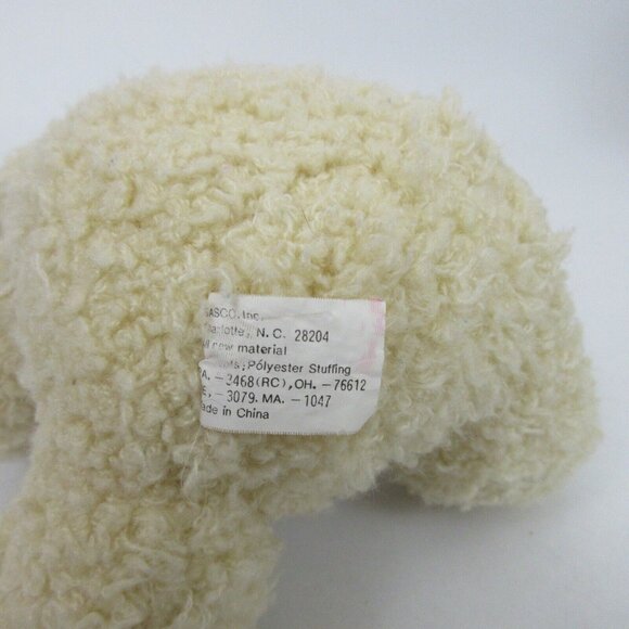 Sasco Teddy Bear Stuffed Animal Ivory Cream Plush Toy Red & Green Plaid Ribbon - Picture 4 of 6